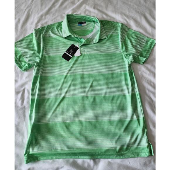 PGA Tour Pro Series Men’s Polo Shirt Size L Green Stripe Golf NWT - Picture 1 of 16